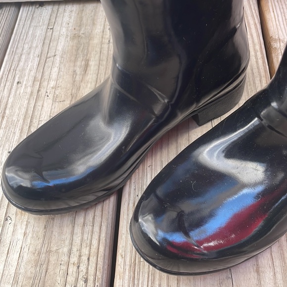 HUNTER Original Gloss Black.Rubber KNEE HIGH Wellies RUBBER Rain Boots Size 5 - Picture 3 of 14